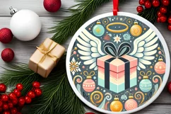 Round Christmas Ornament Sublimation|Clipart Product Image 1