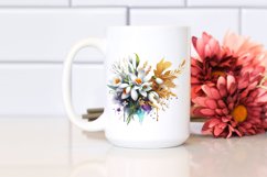 Vibrant Bouquet with Snowdrop | Gold Foil Clipart Product Image 2