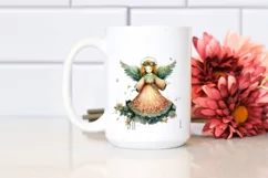 Simple Vibrant Washed Watercolor Vintage Christmas Angel PNG Product Image 2