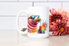 Quirky Walrus Sipping with Straw | Sublimation | PNG Clipart Product Image 2