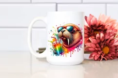 Quirky Walrus Sipping with Straw | Sublimation | PNG Clipart Product Image 2