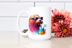 Quirky Walrus Sipping with Straw | Sublimation | PNG Clipart Product Image 2