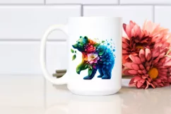 Abstract Vibrant Bear Flowers Frame PNG Product Image 2