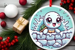 Round Christmas Ornament Sublimation|Clipart Product Image 1