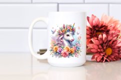 Colorful Baby Unicorn with Flower Garland PNG Product Image 2