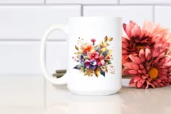 Colorful Bouquet Gold Foil Impatiens | Sublimation | Clipart Product Image 2