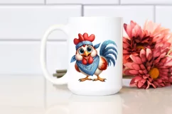 Watercolor Rooster Standing Bandana Sublimation Clipart Product Image 2