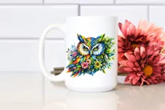 Abstract Vibrant Owl Flowers PNG Product Image 2