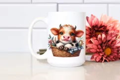 Cute Highland Cow in Basket | Sublimation | Clipart Product Image 2