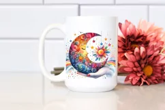 Colorful Half Moon with Sunflowers, PNG Product Image 2