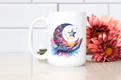 Vibrant Half Moon with Flowers, PNG Product Image 2