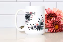 Watercolor Vibrant with Small Black Roses | Clipart Product Image 2