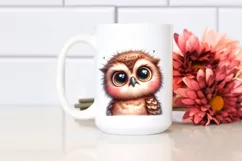 Funny Baby Owl Portrait Big Eyes | Sublimation | Clipart Product Image 2