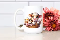Cute Highland Cow in Egg Basket | Sublimation | Clipart Product Image 2