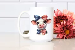 Cow Portrait Bow USA Flag Colors Product Image 2