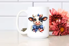 Cow Portrait Bow USA Flag Colors Product Image 2