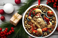 Round Christmas Ornament Sublimation|Clipart Product Image 1