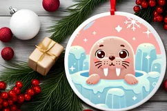 Round Christmas Ornament Sublimation|Clipart Product Image 1