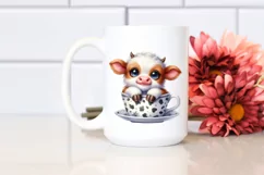 Cute Highland Cow Smiling in Cup | Sublimation | Clipart Product Image 2