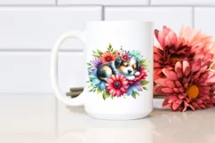 Colorful Puppy Sleeping in Flower | Sublimation | Clipart Product Image 2