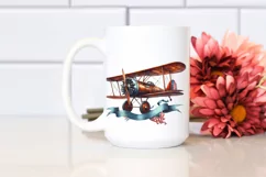 Vintage USA Flag Biplane Ribbons | Sublimation Clipart Product Image 2