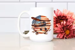 Vintage USA Flag Biplane Ribbons | Sublimation Clipart Product Image 2