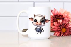 Watercolor Cute Baby Cow Clipart Product Image 2