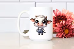 Watercolor Cute Baby Cow Clipart Product Image 2