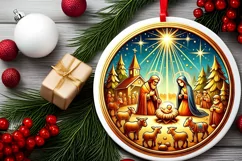 Round Christmas Ornament Sublimation|Clipart Product Image 2