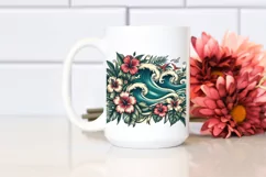 Vintage Tropical Waves,Summer Flower Clipart Product Image 2