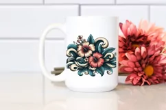 Vintage Tropical Waves,Summer Flower Clipart Product Image 2