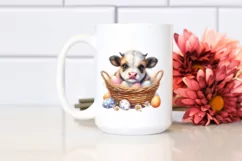Cute Highland Cow Smiling in Egg Basket | Sublimation | Product Image 2