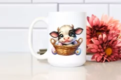 Cute Highland Cow Smiling in Egg Basket | Sublimation | Product Image 2