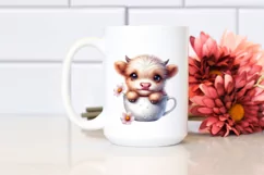 Cute Highland Cow Cosmos | Sublimation | Clipart Product Image 2