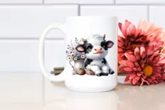 Cute Highland Cow Smiling in Vase | Sublimation | Clipart Product Image 2