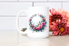 Colorful Whreath with Pink Roses, Transparent PNG Product Image 2