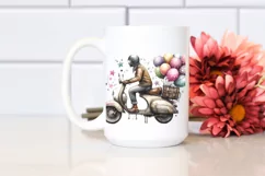 Vintage Dirty Scooter with Balloons Watercolor Product Image 2