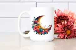 Vintage Half Moon with Flowers, PNG Product Image 2