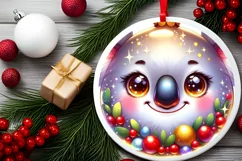 Koala Christmas Round Ornament Sublimation PNG Product Image 2