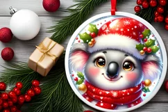 Koala Christmas Round Ornament Sublimation PNG Product Image 2