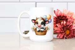 Cute Highland Cow Smiling in Basket | Sublimation | Clipart Product Image 2