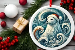 Round Christmas Ornament Sublimation|Clipart Product Image 1