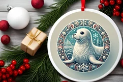 Round Christmas Ornament Sublimation|Clipart Product Image 1