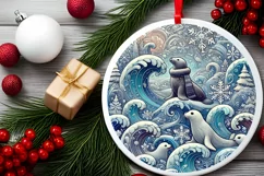 Round Christmas Ornament Sublimation|Clipart Product Image 1