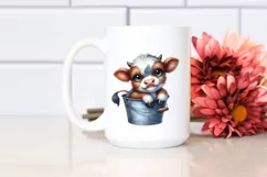Cute Highland Cow Smiling in Bucket | Sublimation | Clipart Product Image 2