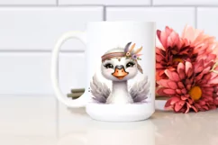 Funny Smiling Swan with Diva Look | Watercolor Clipart Product Image 2