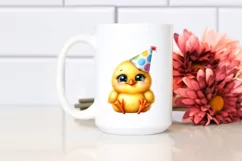 Watercolor Funny Baby Chick Sitting Party Hat Sublimation Product Image 2