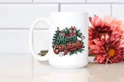 Retro Merry Christmas Clipart PNG Product Image 2