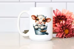 Cute Highland Cow Smiling in Bucket | Sublimation | Clipart Product Image 2