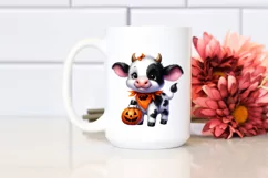 Watercolor Baby Cow Halloween Clipart Product Image 2